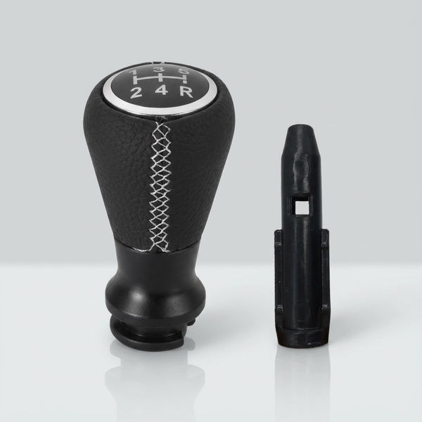 Pommeau de vitesse c3 - 5 vitesses - Noir & Couture blanche - vue de face