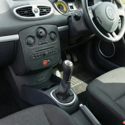 Pommeau de vitesse clio 3 - 5 vitesses - Couture blanche - vue latérale