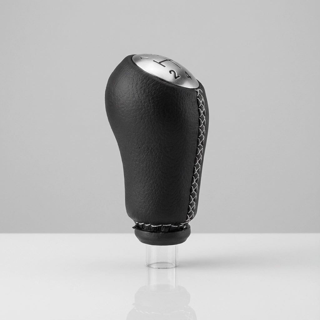 Pommeau de vitesse clio 3 - 5 vitesses - Couture blanche - détail finition